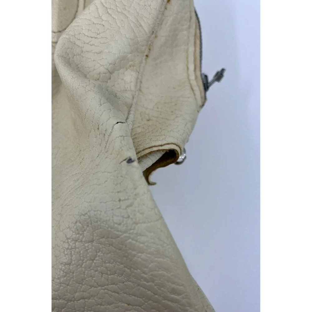 Vintage Sears Vinyl Tote Bag Carry On Luggage 1950s Ivory 2 Handle